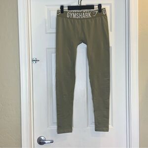 Gym Shark Leggings Size Small Olive Green Logo Waistband